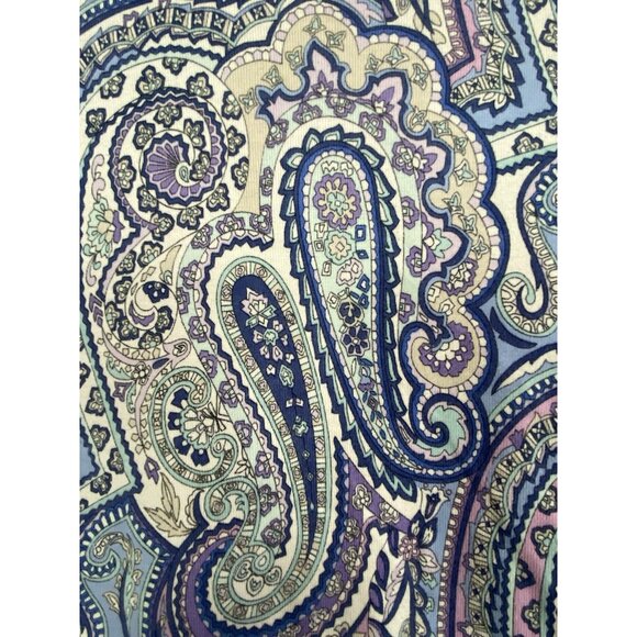 Talbots Size L Blue Purple Paisley Print Button Front Cardigan Sweater 3/4 Slv - Picture 6 of 6